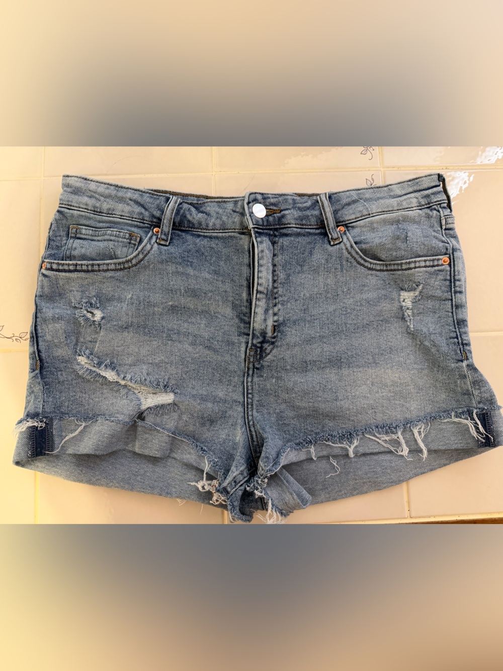 H&M Light Blue Distressed Denim Shorts